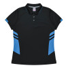 Bellevue Womens Polos Black Cyan